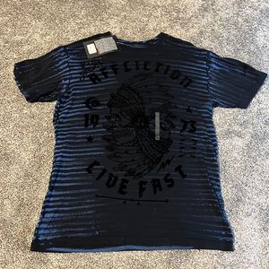 Affliction short sleeve shirt with tags size L.